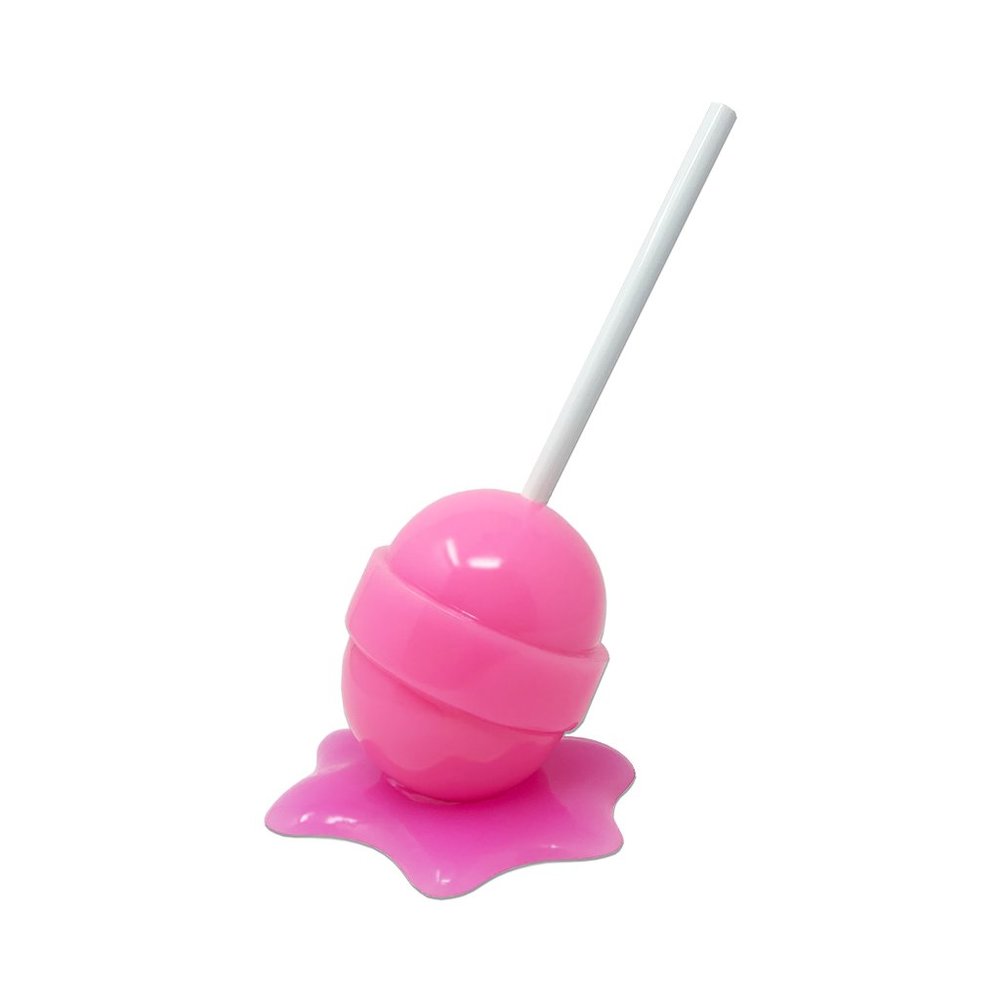 Hot Pink Large Resin Melting Lollipop Sculpture